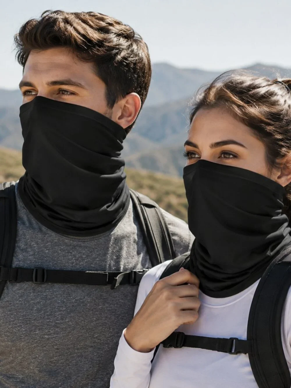 Breathable Neck Gaiter Face Mask Ice Silk Sun Protection Black Outdoor Sports